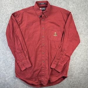 VTG Chaps Ralph Lauren Shirt Mens M Red Solid Button Down Crest Logo Pocket